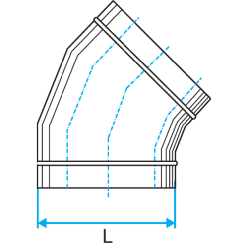 Oblong horizontal elbow: CHO 45°